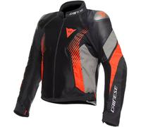 Dainese Super Rider 2 Absolute, veste en cuir-textile imperméabl 52 Noir/Gris/Rouge Néon Noir/Gris/Rouge Néon