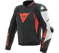 Blouson Cuir Homme Dainese SUPER SPEED 4 Perforé BLACK-MATT/WHITE/FLUO-RED