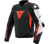 Dainese Super Speed 4, veste en cuir perforée 62 Noir Mat/Blanc/Rouge Néon Noir Mat/Blanc/Rouge Néon