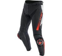 Pantalon de moto Pelle Homme Dainese SUPER SPEED Perforé Black/White/Red-Fluo
