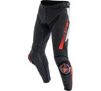 Dainese Super Speed S26, pantalon en cuir perforé 52 Noir/Blanc/Rouge Néon Noir/Blanc/Rouge Néon