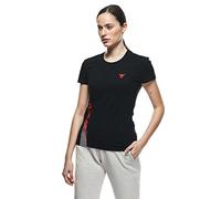 Dainese T-Shirt Logo Lady, T-Shirt Moto, Femme, Noir/Rouge Fluo, XL