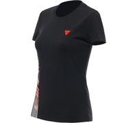 Dainese T-Shirt Logo Lady, T-Shirt Moto, Femme, Noir/Rouge Fluo, XXL