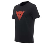 Dainese T-Shirt Logo, T-Shirt Moto, Homme, Noir/Rouge Fluo, XXL
