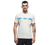 Dainese T-Shirt Stripes, T-Shirt Moto, Homme, Gris Clair/Directoire-Bleu, XL