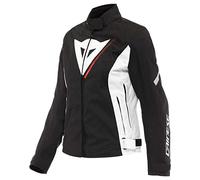 Dainese Veloce Lady D-Dry Jacket, Veste Moto Textile, Femme, Noir/Blanc/Rouge Lave, 40