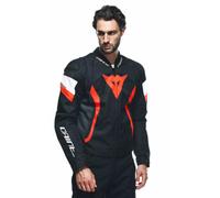 DAINESE - Avro 5 Tex Jacket, Veste de Moto en Tissu avec Protections d'Epaule, Homme, Noir/Rouge Fluo/Blanc, 62