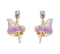 Dainty ballet boucles d'oreilles goutte, émail et cz, hypoallergénique argent goujons, adapté pour les Rencontres, Parties, et cadeau