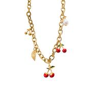 Dainty Cherries Collier avec pendentif fraise, Free Size, Comme décrit dans la description, Sans pierre précieuse