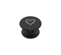Dainty Heart Contour Minimaliste Beige Anthracite PopSockets PopGrip Adhésif