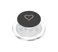 Dainty Heart Contour Minimaliste Beige Anthracite PopSockets PopGrip pour MagSafe