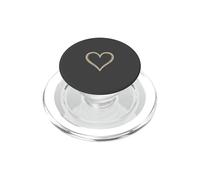Dainty Heart Contour Minimaliste Beige Anthracite PopSockets PopGrip pour MagSafe