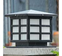 daire d'extérieur carré Noir, étanche IP54, avec Couvercle en Acrylique, Lampe Colonne Anti-Pluie, Base de Montage sur Pilier, Lanterne de Sol extérieure, Garde-Corps (AA)
