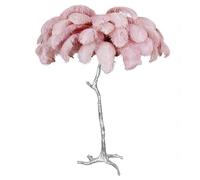 daire en Plumes d'autruche Naturelles, Corps en résine argentée, Lampe sur Pied, 3 Couleurs, intensité Variable, Lampe Romantique pour Chambre de Fille, Lampes en Plumes avec Interrupteur à Pied