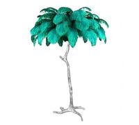 daire en Plumes d'autruche Naturelles, Corps en résine argentée, Lampe sur Pied, 3 Couleurs, intensité Variable, Lampe Romantique pour Chambre de Fille, Lampes en Plumes avec Interrupteur à Pied