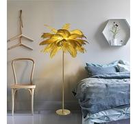 daire en Plumes d'autruche Naturelles, Lampe d'ambiance dorée avec Ampoule G4 pour Chambre à Coucher, Lampe d'angle de Salon