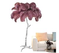 daire Moderne pour Chambre à Coucher, Salon, Bureau, Lampe Luxueuse en Plumes d'autruche argentées avec intensité Variable, 3 réglages de Couleurs, éclairage de décoration d'intérieur élégant