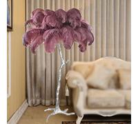 daire Nordique argenté avec Abat-Jour en Plumes d'autruche, intensité Variable, 3 Couleurs, idéal pour Une Chambre, Un Salon ou Un Bureau.