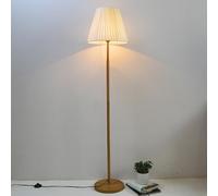 daire Simple en Tissu Couleur Bois et Corps en Fer de 63 Pouces - Lampe Haute avec Interrupteur à Pied et Ampoule E26 à intensité Variable pour Salon, Salle de réunion, Chambre, Salon de thé
