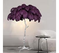 daires pour Salon, Chambre de Princesse Romantique, Lampe de Sol argentée en Plumes d'autruche, Lampe de Sol de Luxe Moderne en résine véritable, 3 Couleurs à intensité Variable
