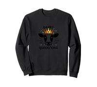 Dairy Queen/King Cow Royalty Funny Farm Humour Sweatshirt, Unisexe pour Adultes, Noir, L