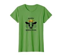 Dairy Queen/King Cow Royalty Funny Farm Humour T-Shirt, Femme, Herbe, M