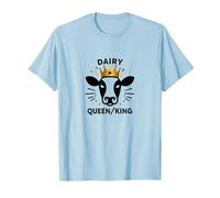 Dairy Queen/King Cow Royalty Funny Farm Humour T-Shirt, Homme, Bleu Céleste, L