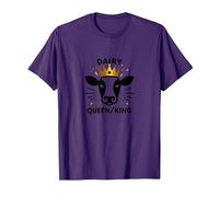 Dairy Queen/King Cow Royalty Funny Farm Humour T-Shirt, Homme, Violet, L