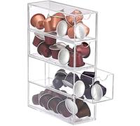 DAIRYCOF 1 boîte de rangement pour dosettes de café en acrylique avec 4 tiroirs - Support transparent pour dosettes de café 24,7 x 17,6 x 6,6 cm - Compatible avec les capsules Nespresso - Organiseur