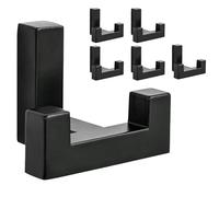 DAIRYCOF Lot de 6 patères en alliage de zinc noir - Panneaux acoustiques - Crochets muraux noirs (crochets Tetris en alliage de zinc)