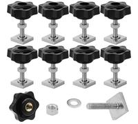 DAIRYCOF Lot de 8 boulons de rail en T M6 x 35 mm avec vis moletées M6 avec rondelle d'écrou - Blocs coulissants carrés de 20 x 20 mm pour porte-rails de toit