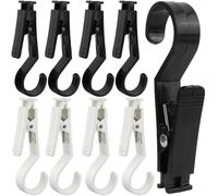 DAIRYCOF Lot de 8 pinces à linge pour tente de camping - Crochets d'extérieur - Pinces à torchons - Crochets pour lampe de camping - Blanc + noir