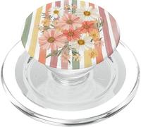 Daisies Wildflower Bouquet Striped Aesthetic Illustration PopSockets PopGrip pour MagSafe