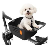 DAISTERN Panier de Vélo Avant pour Chien Chat 12KG, avec Siège Robuste Intégré, Coussin en Nylon Imperméable Résistant aux Rayures, Sangles Réglables et Cadre en Métal Antirouille