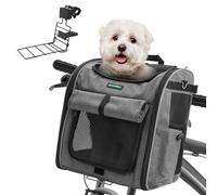 DAISTERN Panier de Vélo Avant pour Chiens Chats jusqu'à 10KG avec L Support Robuste Φ55mm, Sac à Dos Animaux de Compagnie, Fermeture Éclair SBS, Fenêtres en Maille Respirantes, Coussin Imperméable