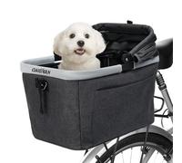 DAISTERN Panier Vélo Arrière pour Chien Pliable Jusqu’à 12KG avec Cadre Métallique, Fixation Rapide, Fenêtre en Maille, Coussin Doux, Bandes Réfléchissantes Compatible Vélos Électriques&Urbains