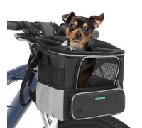 DAISTERN Panier Vélo Avant pour Chien Chat avec Support U Φ53mm, Sac Transport 4 en 1 jusqu'à 3KG, Fenêtres de Réseau Respirantes, Siège Confortable Imperméable Sac Bandoulière/Siège d'Auto