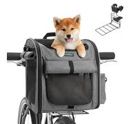 DAISTERN Panier Vélo Avant pour Chiens Chats jusqu'à 10KG avec L Support Φ80mm, 4 in 1 Sac à Dos Animaux de Compagnie, Fermeture Éclair SBS, Fenêtres en Maille Respirantes, Coussin Imperméable