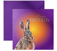 Daisy & Bee Carte d'anniversaire avec motif lapin - Beau motif artistique de la faune - Message joyeux anniversaire à l'intérieur - 15 cm x 15 cm