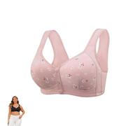 Daisy Bras for Older Women, Posy Bra, Bras for Women No Underwire Front Closure, Stretchy Breathable, Zen Chic (Pink,44)