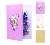 Daisy Carte d'anniversaire pop-up 3D avec papillons et fleurs, 15 x 20 cm, motif petite et utilisation polyvalente, cartes vierges pour Noël et fêtes de naissance