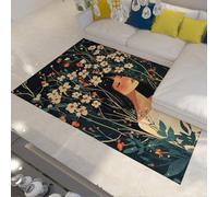 Daisy Field Tapis illustré Floral Girl dessiné à la Main Nature Vintage Tapis antidérapant Lavable Tapis pour Studio Girls Room Decor 160x200cm