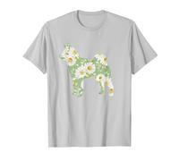 Daisy Floral Akita Chien Maman, Marguerites Silhouette Fleur T-Shirt, Homme, Argent, L