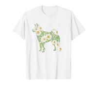 Daisy Floral Akita Chien Maman, Marguerites Silhouette Fleur T-Shirt, Homme, Blanc, 3XL