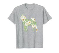 Daisy Floral Akita Chien Maman, Marguerites Silhouette Fleur T-Shirt, Homme, Gris Chiné, L