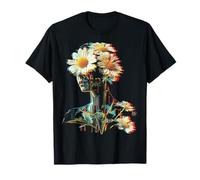 Daisy Flower Art Femme Visage Motif Fille Illustration Marguerite T-Shirt
