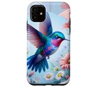 Daisy Hummingbird Flower Pink White Floral Humming Bird Blue Coque pour iPhone 11