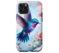 Daisy Hummingbird Flower Pink White Floral Humming Bird Blue Coque pour iPhone 11 Pro