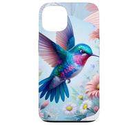 Daisy Hummingbird Flower Pink White Floral Humming Bird Blue Coque pour iPhone 13