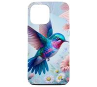 Daisy Hummingbird Flower Pink White Floral Humming Bird Blue Coque pour iPhone 13 Pro Max